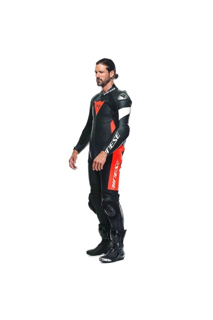 Dainese /TOSA 1 PCS LEATHER SUIT PERF. BLACK FLU RED WHITE