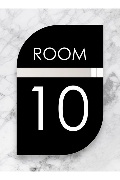Vertical Hotel Door - Apartment - Building - Number Black Plexiglass No - 10 on