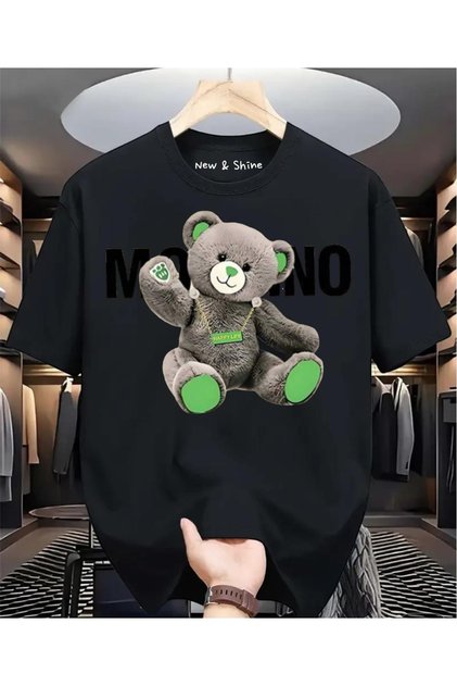 1 tricou este un cadou pentru achiziții de 6 sau mai multe articole în coș - Tricou supradimensionat cu imprimeu de ursuleț de pluș gri