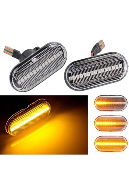 Set de 2 semnalizatoare LED dinamice cu sticlă transparentă pentru Dacia Duster, Lodgy, Dokker, Logan