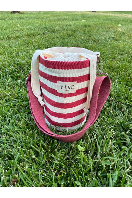 Women's Shoulder Bag, Striped Pattern Adjustable Strap Cylinder Bag, Mouth Drawstring Women's Shoulder Bag