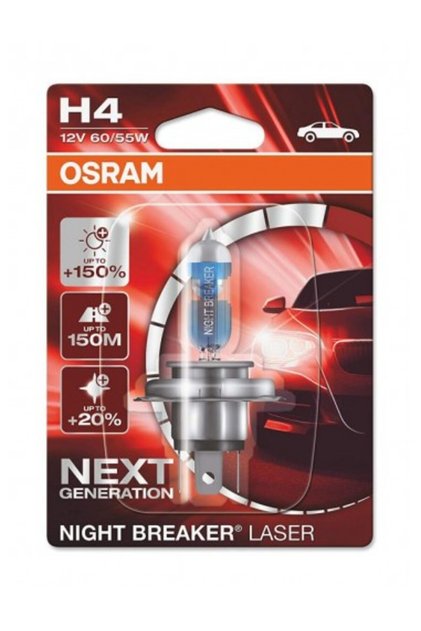 Λάμπα H4 Night Breaker Laser Επόμενης Γενιάς +150% 12V 55W