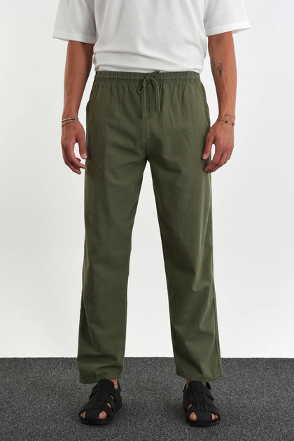 Hambez Sports Sweatpants Comfortable Fit Linen Look Unisex Model Size Range (M-6Xl) (Khaki)