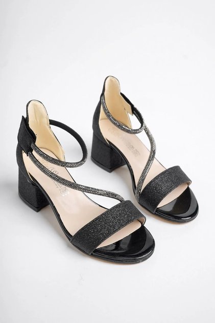 (Mini Women) Multi-Colored Age Piping Heels Girls' Evening Dress Shoes Black