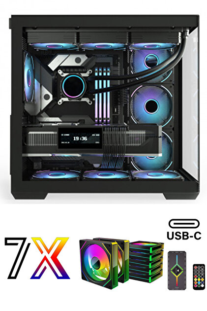 Zeiron Mirage Tuş ve Kumandalı 7x120 mm Gerçek ARGB Fanlı (Psu Yok