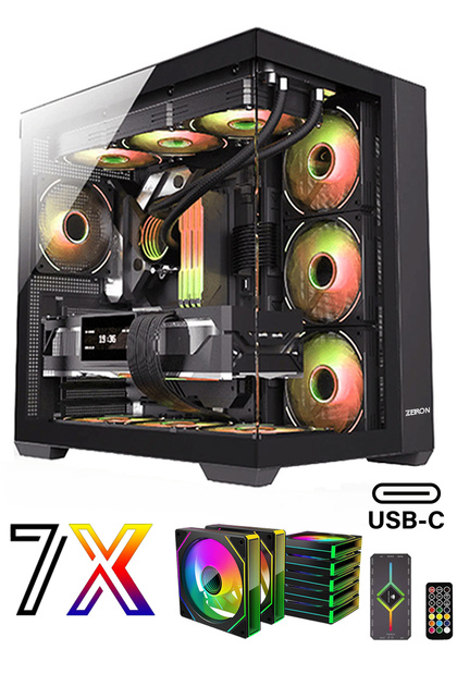 Zeiron Mirage Tuş ve Kumandalı 7x120 mm Gerçek ARGB Fanlı (Psu Yok