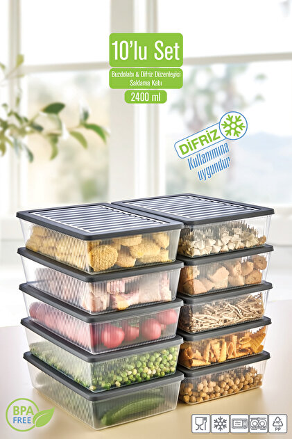 VİGENTİNO 10'Lu Set Buzdolabı Organizer Mikrodalga ve Difrize