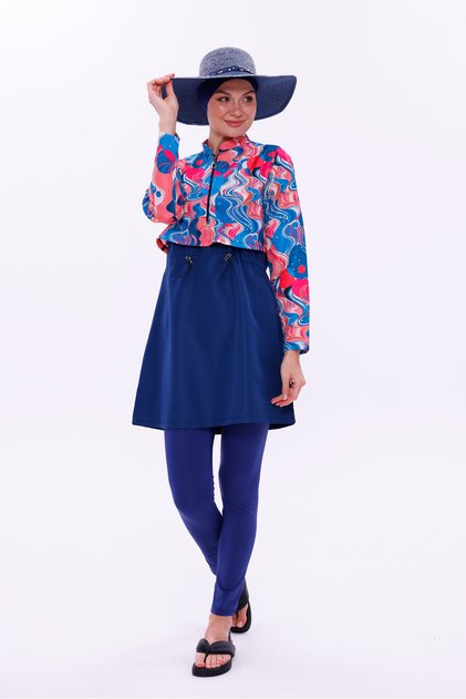 Water Repellent Parachute Hijab Swimsuit with Leggings and Double Boning