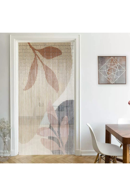 ستارة باب مزخرفة من خرز الخيزران 90 × 200 سم