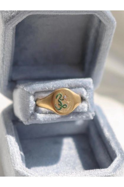 Vintage Snake of the Moon Steel Ring
