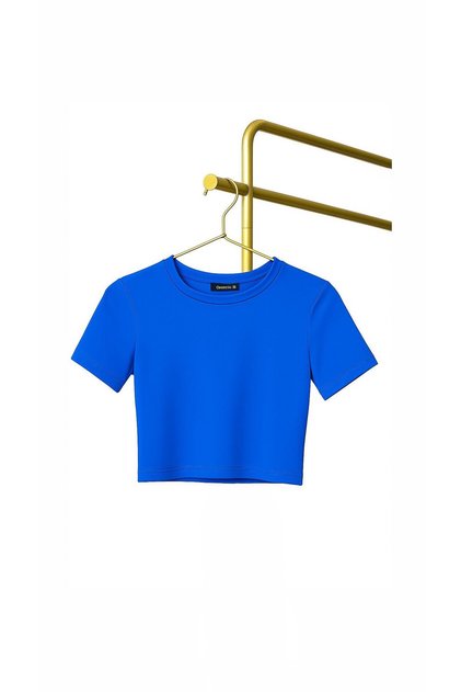 Crew Neck Lycra Fit Cobalt Blue Tshirt