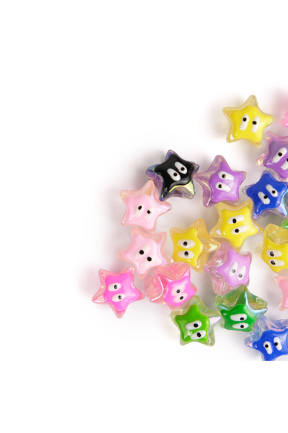 Colorful 3D Star Figure Plastic Beads 5 Pieces