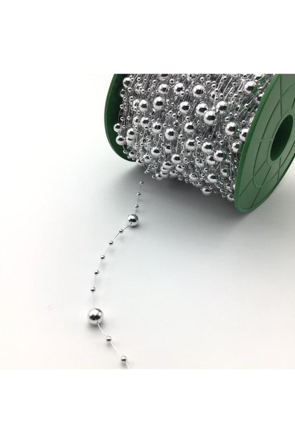 10 Meters Silver Threaded Ribbon Pearl Bead Ribbon Flower Ornament Decoration Beads