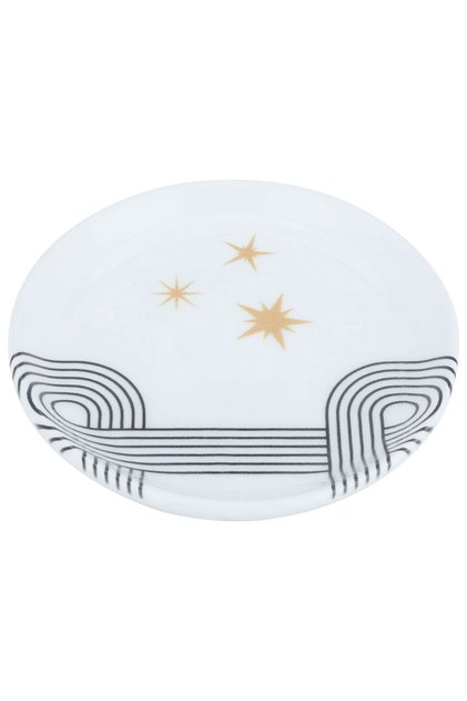 Porcelain Serving Plate Alsaif Gallery, 12x12x1.8 cm - White Black
