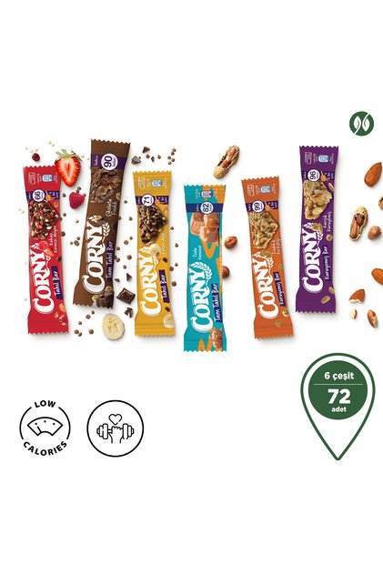 Tahıl & Kuruyemiş Bar Karışık 6’lı Set - 72 Adet | Enerji Ve Sağlıklı Atıştırmalık Bar