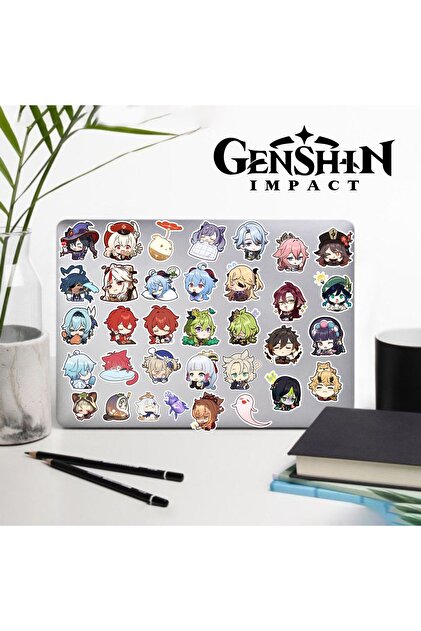 Genshin Notebook Water Bottle Laptop Notebook Tablet Phone Case Sticker Set