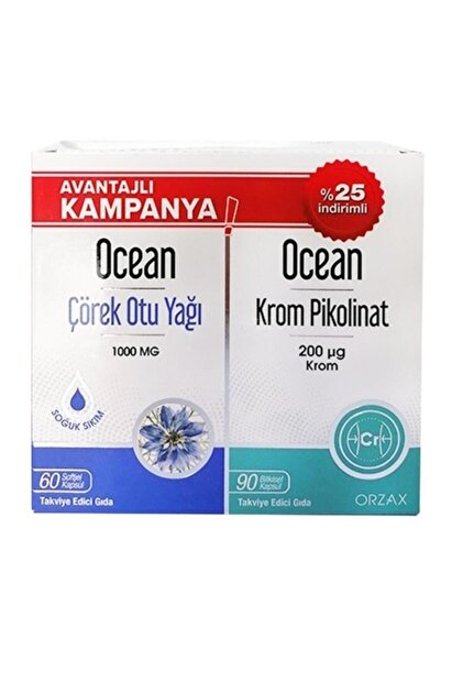 Ocean Ocean Çörek Otu Yağı ve Ocean Krom Pikolinat Fırsat - Fiyatı