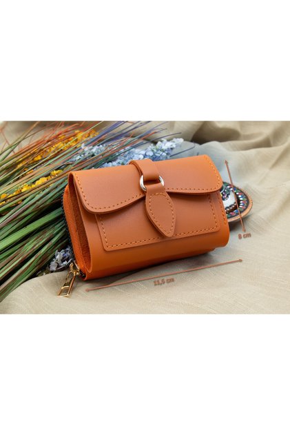 Defne Women's Wallet with Zippered Accordion Paper and Coin Compartment
