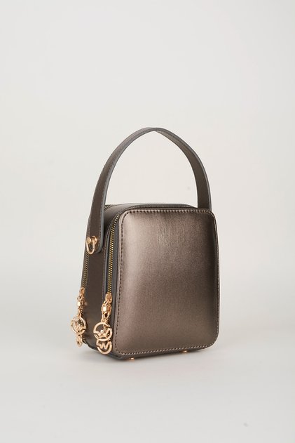 Women's Hazer Silver 3 Compartment Lined Faux Leather Adjustable Strap Zipper Closure Hand and Shoulder Bag