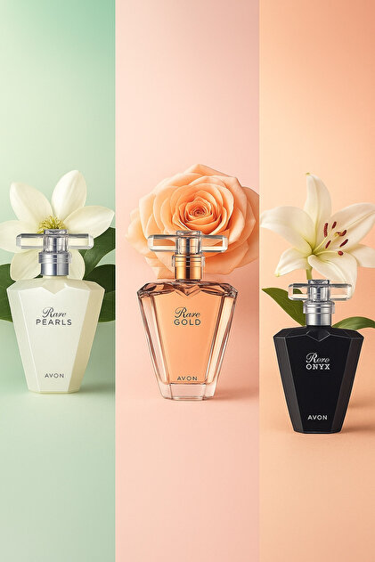 Avon Rare Pearls + Rare Gold + Rare onyx edp 3lü kadın parfüm seti