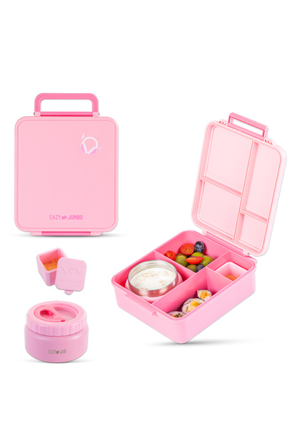 Jumbo Bento Lunch Box w/ Thermos and Dip Jar - Pink