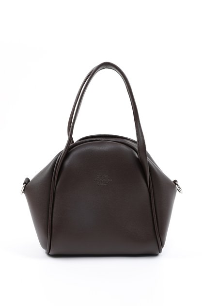 Coffee Color Shk132 Faux Leather Single Compartment Double Strap Hand and Cross Shoulder Bag L:16 W:17 W:10 cm