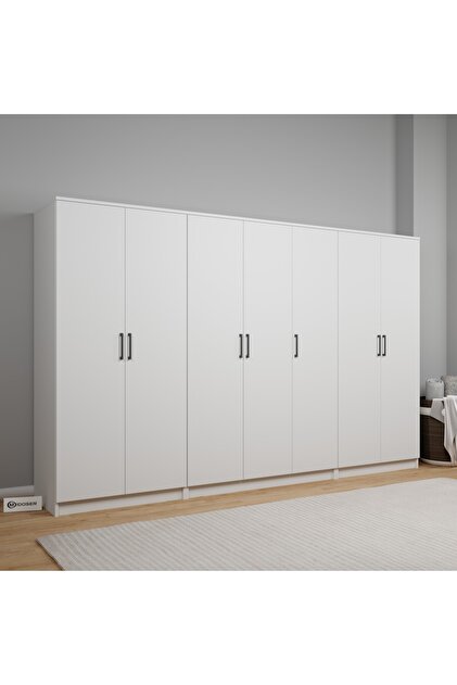 midoser Kardelen Serisi Beyaz 7 Kapaklı 13 Raflı 280 Cm Elbise