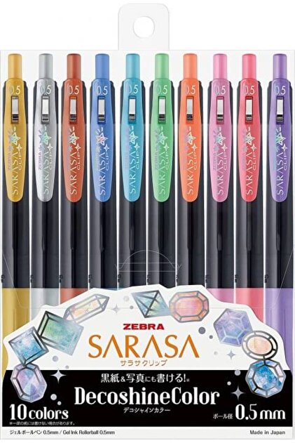 Zebra Sarasa Clip 10'lu Decoshine Color Jel Kalem Seti Jj15-10c-sh