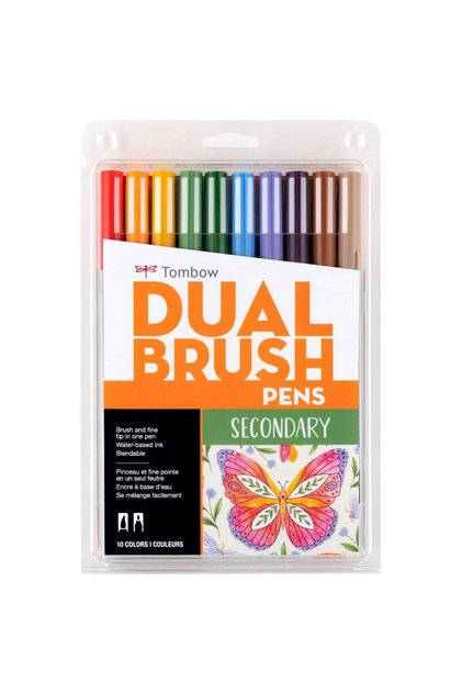 ABT Dual Brush Pen Grafik Kalemi 10'lu Set - Secondary (Ara Renkler)
