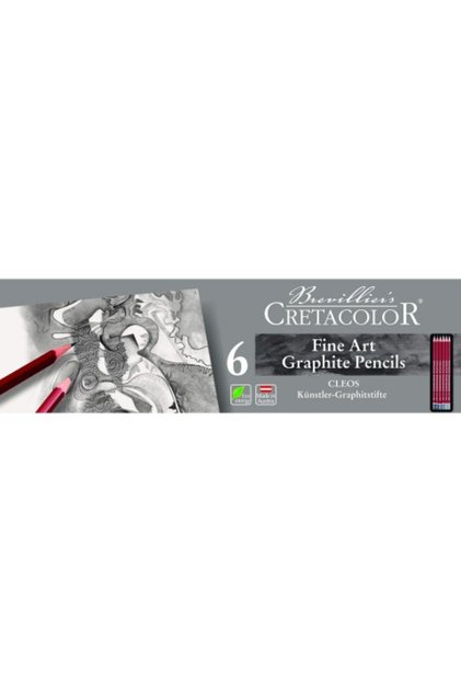 Cleos Fine Art Graphite Pencils Set of 6 Graduated Pencils Metal Box / 16025