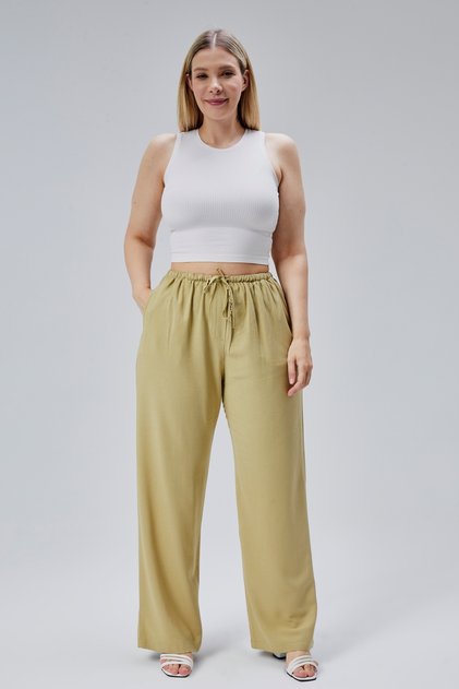 Viscose Linen Blended Woven Women's Trousers