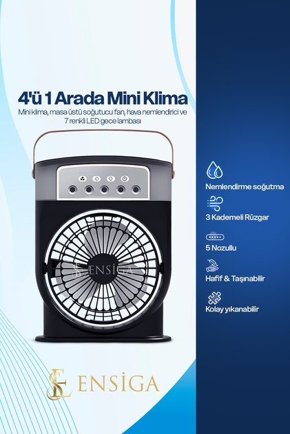 Şarjlı Mini Klima Taşınabilir Sessiz Fanı Su Sisi Klima Zamanlayıcılı Ev Ofis Mini Fan Nemlendirici