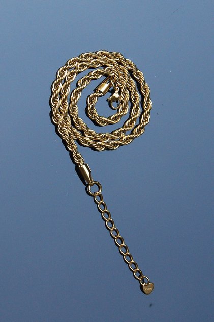 Burgu Halat Model Zincir Paslanmaz Çelik Kolye Altın Renk - 45cm - 5mm 2 Yıl Garantili