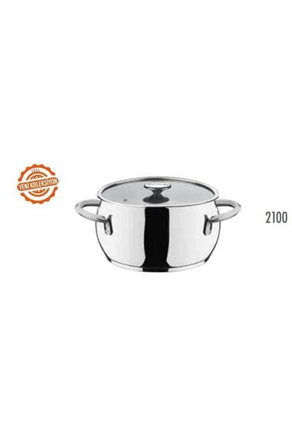 2100 - 2 Parça İndüksiyonlu Ocak Uyumlu, 26x16 Cm - 8,30 Litre, Derin Tencere Gümüş Renk