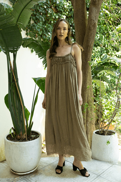 My Blog Mink Collar Detailed Strap Dress - 3317- Trendyol
