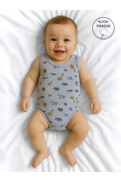 100% Cotton Baby Boy Snap Body Suit