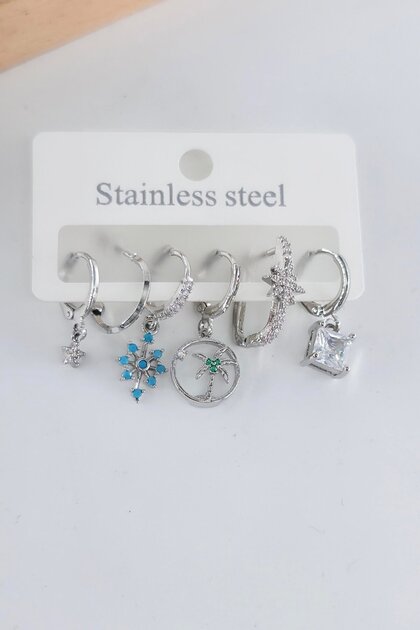 Women's Vip Series Antiallergic Zircon Stone 6-Piece Earrings