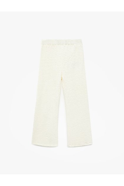Textured Spanish Leg Trousers with Elastic Waist
