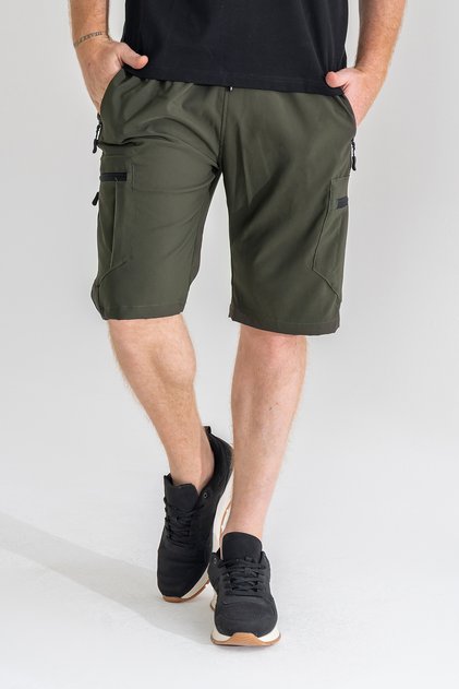 Men's Khaki 5 Pockets Outdoor Cargo Capri Shorts Breathable Lycra Fabric