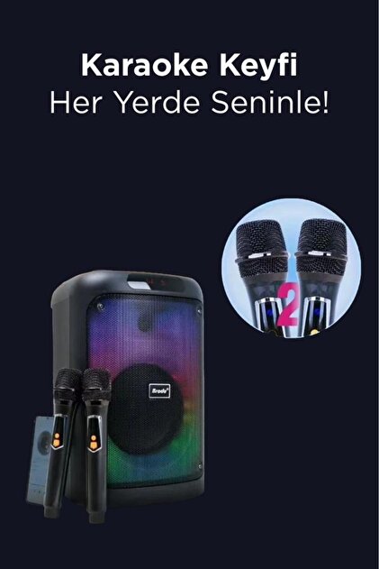 Torima Bluetooth Hoparlör Karaoke Subwoofer Çift Mikrofonlu 3000