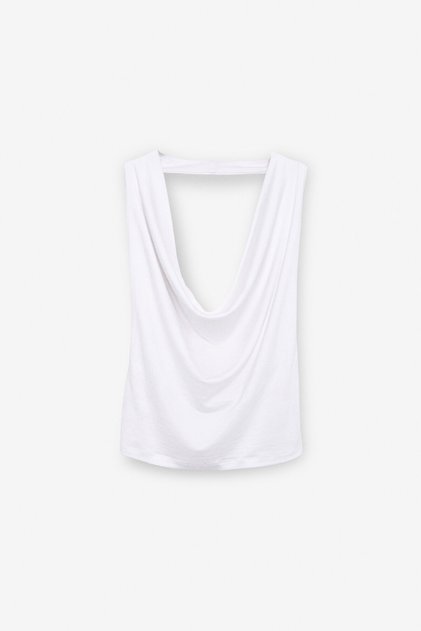 Nesliva women's degaje halter neck thick strap backless crop white blouse