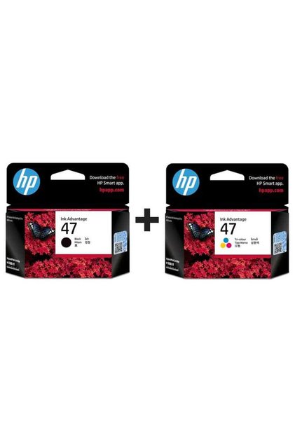 47-6ZD21AE Siyah + Hp 47-6ZD61AE Renkli Hp DeskJet Ultra Ink Advantage 4826 Kartuş Seti