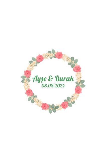 Peach Color Rose Wreath Label Henna Engagement Wedding 3X3Cm Custom Label / 50Pcs Sticker