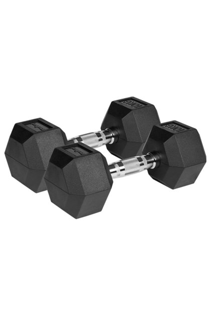 Acti Pro Pereche de gantere hexagonale acoperite cu cauciuc de 10 kg