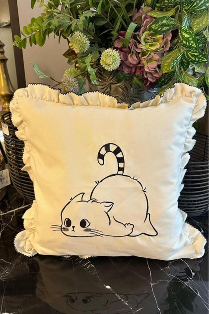 Kedicik Luxury Embroidered Linen Throw Pillow Case 45X45 cm