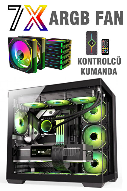 Zeiron Mirage Tuş ve Kumandalı 7x120 mm Gerçek ARGB Fanlı (Psu Yok