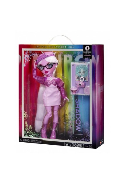 Păpușa MGA Rainbow High Shadow High cu accesorii, Lavander Lynn, violet, 28 cm, vârste 4+