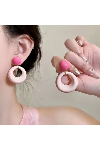 Pink Color Design Earrings