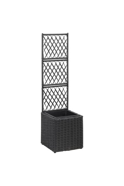 Trellis Raised Bed with 1 Pot 30x30x107 cm Poly Rattan Black