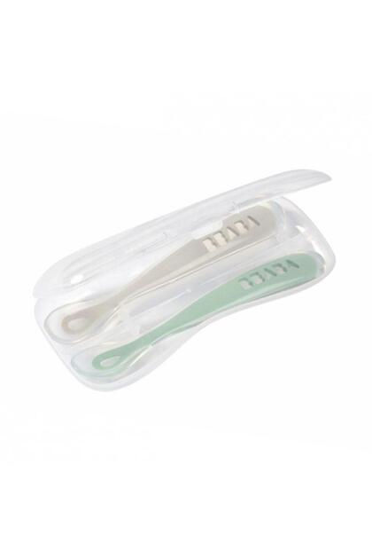 Set 2 lingurite silicon +4 luni Beaba Sage Green